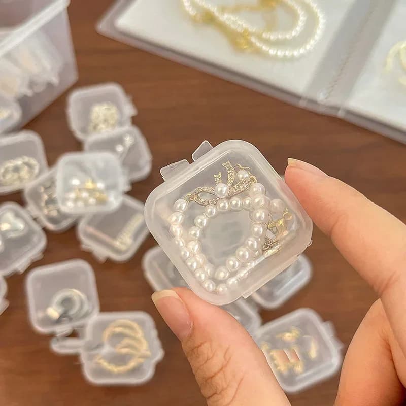 Boîte à Bijoux Carrée Transparente en Plastique, Fente Individuelle pour Bagues, Colliers, Boucles d