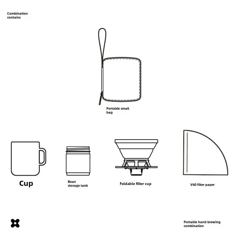 Ensemble de café infusé à la main de voyage, tasse filtrante en Silicone Portable de Camping de tran
