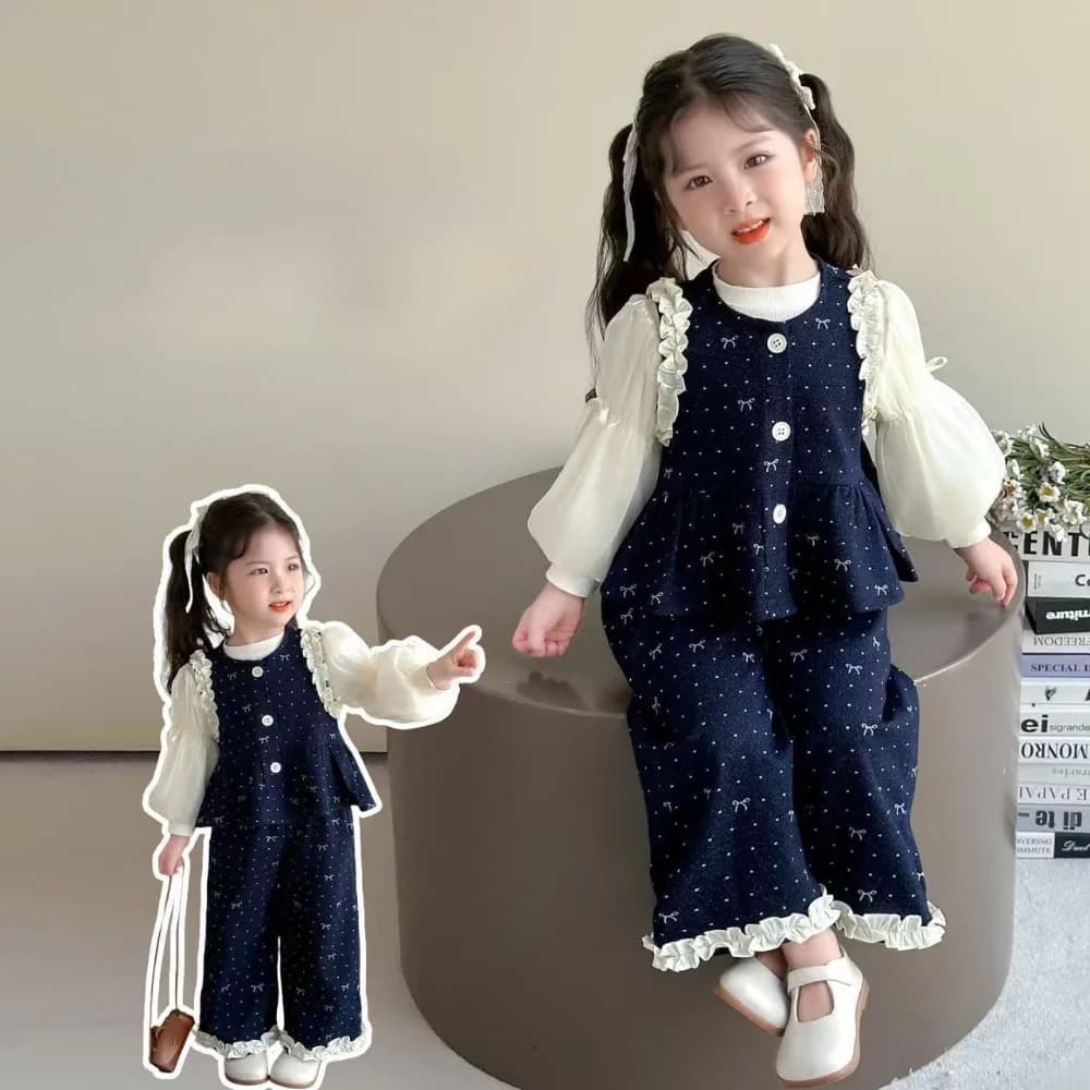 Bear Leader – vêtements d'automne pour enfants, Imitation Denim à volants, vêtements pour filles, gi
