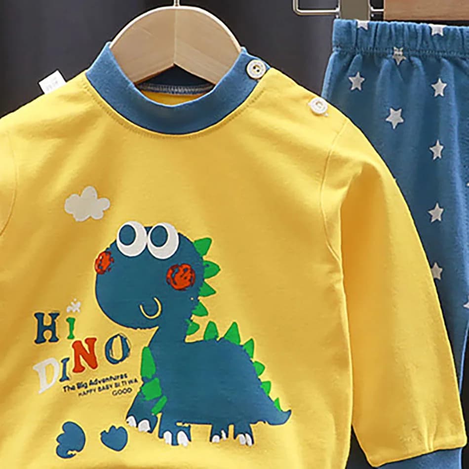 Ensemble pyjama en coton pour enfants, unisexe, doux, confortable, chaud, mignon, imprimé de dessin 