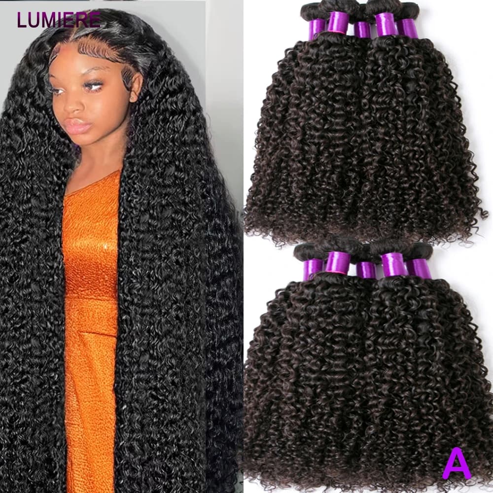 28 30 pouces Afro crépus bouclés cheveux humains Bundle Deal brésilien Afro profond Jerry bouclés br