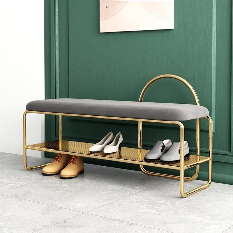 Meuble de salon nordique T1 avec coussin souple, siège à chaussures peu encombrant pour couloir, ban