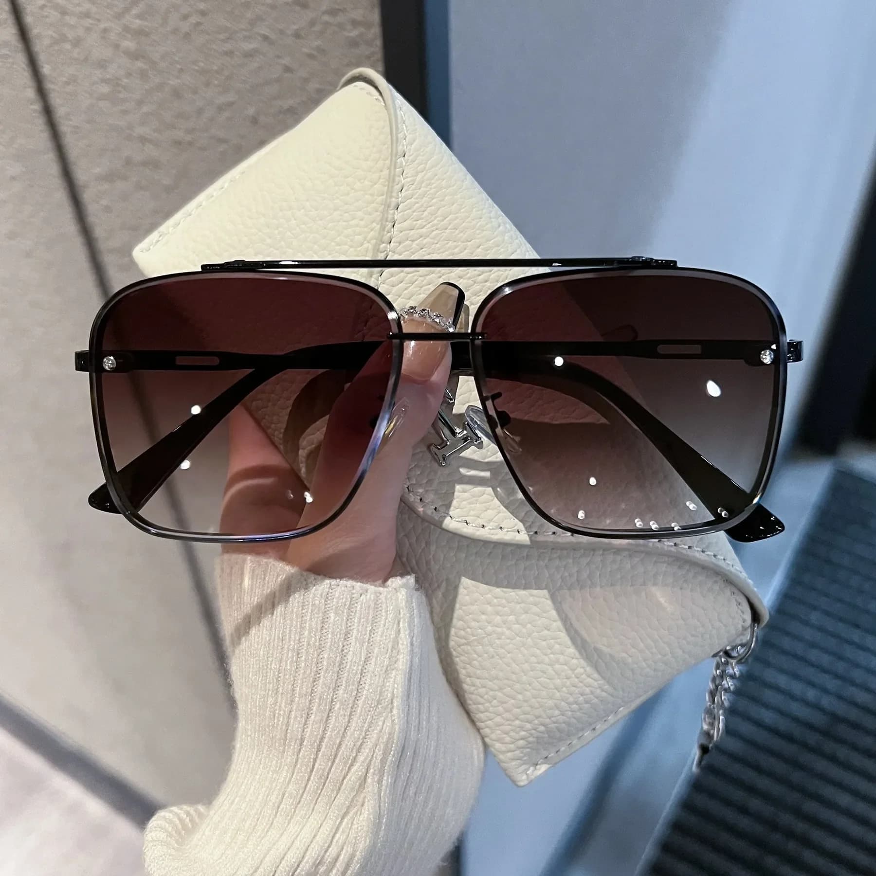 Lunettes de soleil Punk à grande monture en métal pour hommes et femmes, lunettes de conduite Cool, 