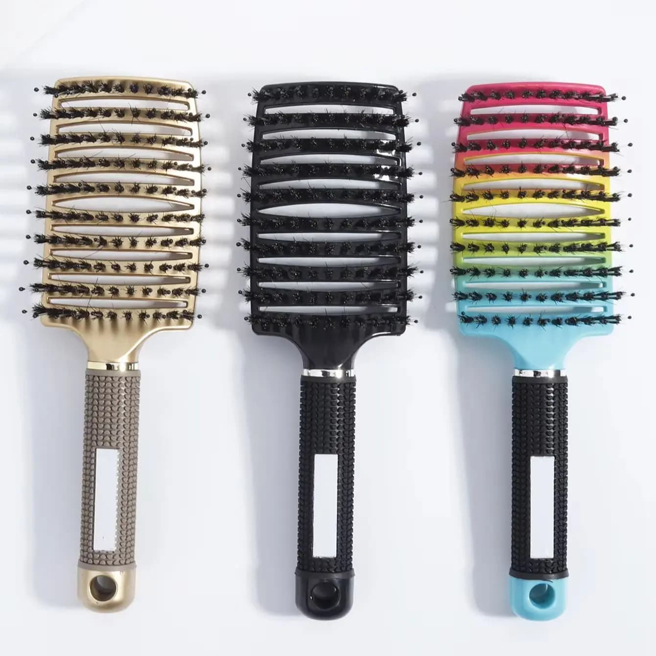 Brosse à cheveux démêlante en poils et Nylon pour femmes, peigne de Massage humide, outils de coiffu