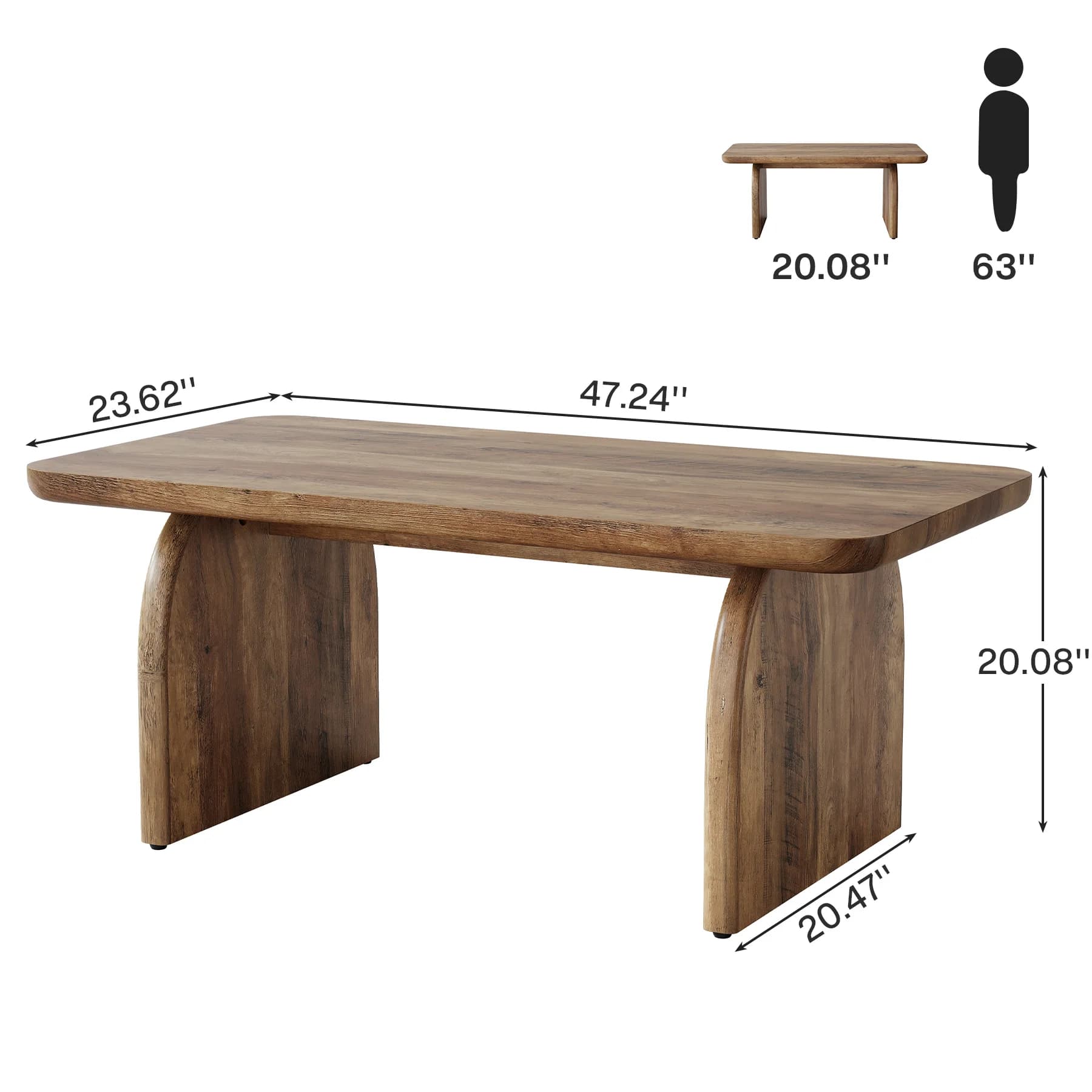 Tribesigns Farmhouse Table basse rectangulaire, table à thé cocktail centrale en bois d'ingénierie d