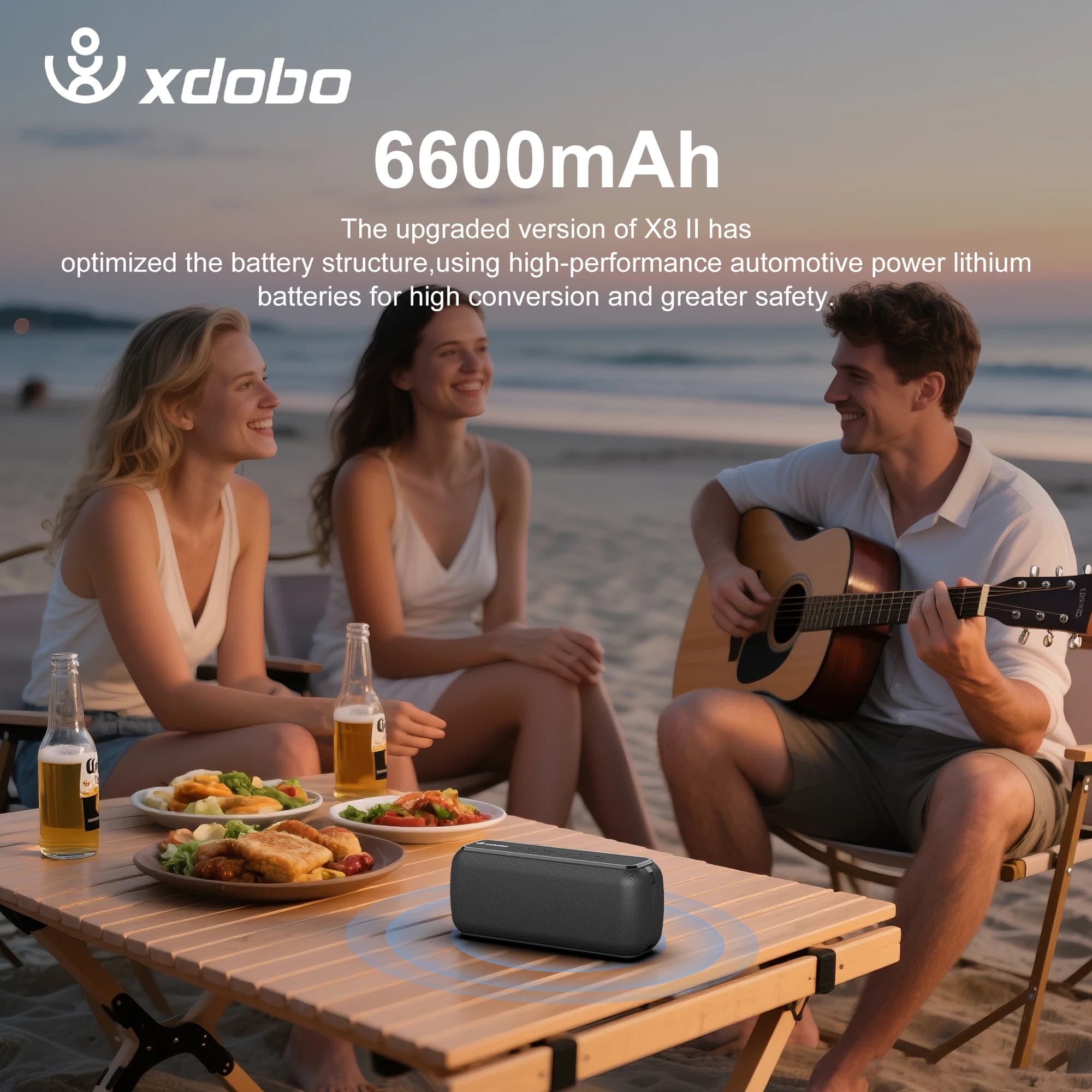 XDOBO X8 60W haut-parleurs extérieurs portables Bluetooth sans fil basse caisson de basses étanche 6
