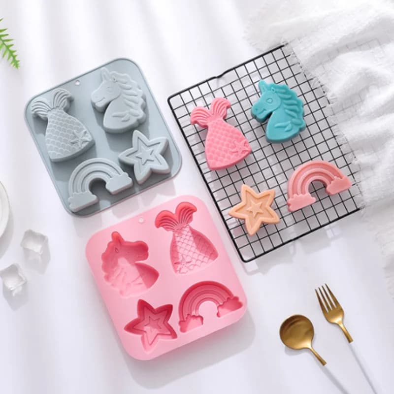Moule à chocolat en Silicone licorne poreuse de dessin animé, sirène, gâteau aux bonbons, cuisson su