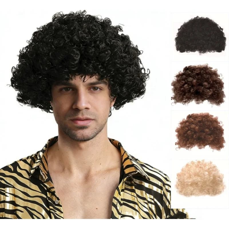 Perruques synthétiques bouclées Disco Hippie Rock Punk Afro perruques hommes femmes fête Halloween C