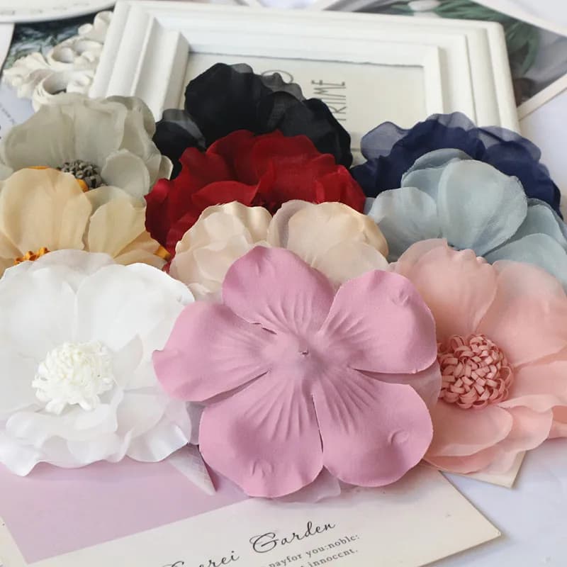 Grand tissu en mousseline de soie fait à la main, fleur artificielle pour robe de mariée, vêtements,