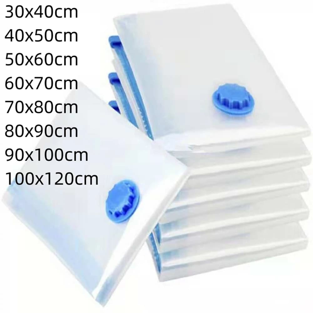 Sacs de rangement sous vide avec Valve, transparents, pliables, compressés, gain de place, sceau de 
