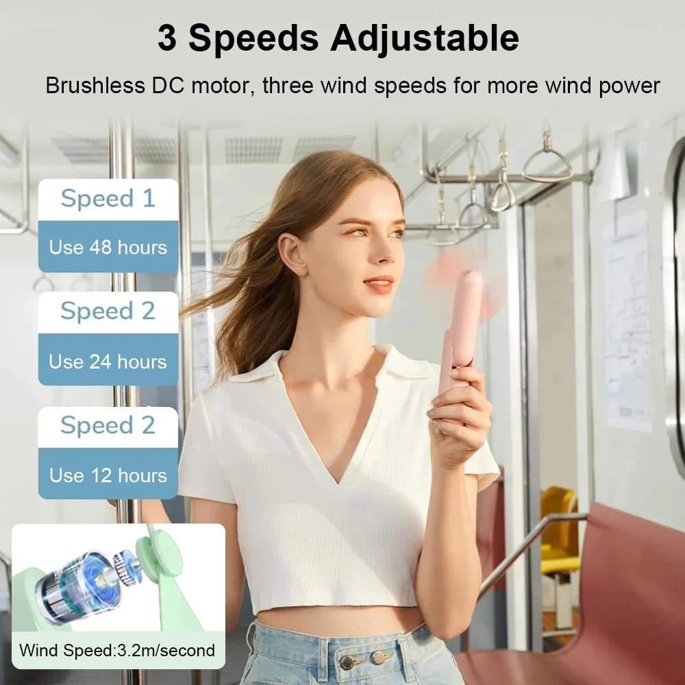 Super Mini ventilateur portable aste USB, ventilateur de poche pliable, batterie externe 2000mAh, 3 