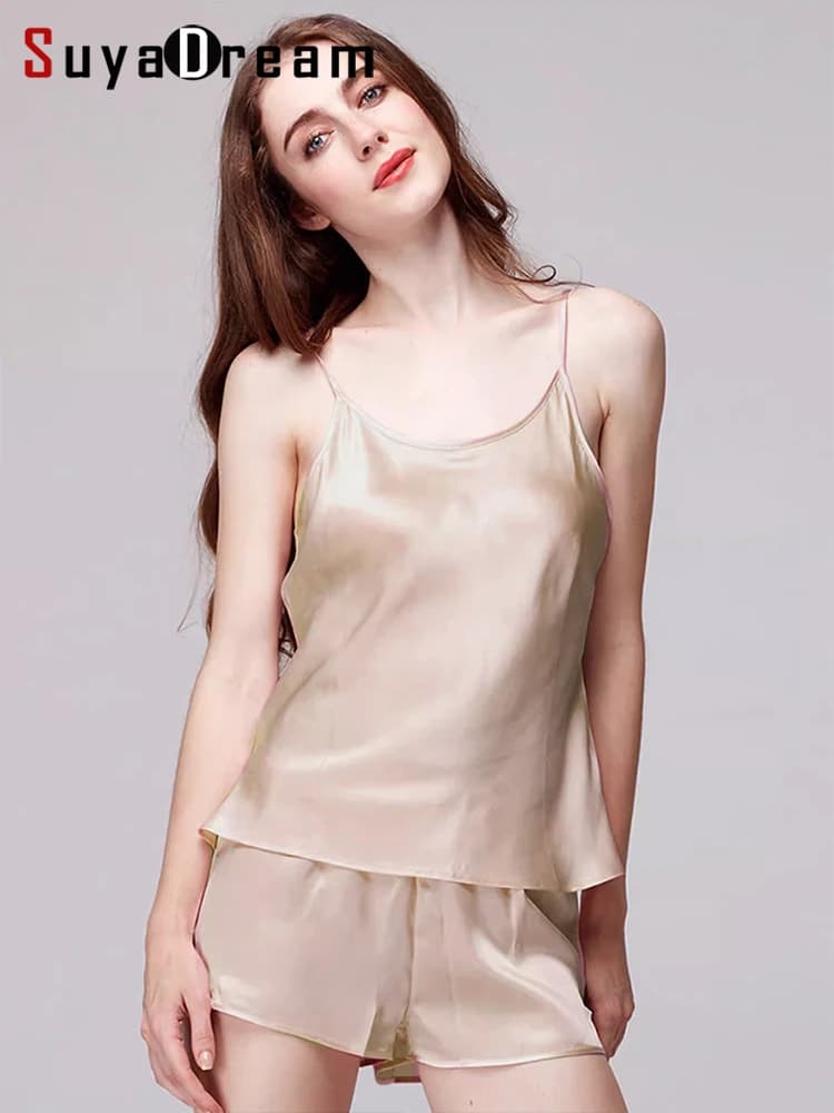 Suyarepl. Ensemble camisole et short pour femme, 19mm, 100% Real Inj, fibre chic, camisoles monochro