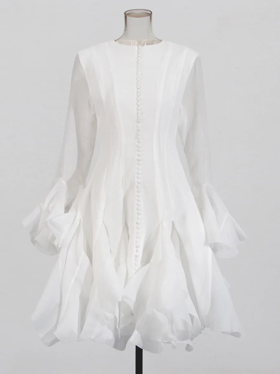TWOTWINSTYLE – robe plissée irrégulière pour femmes, Patchwork, mode, manches longues lanterne, tail