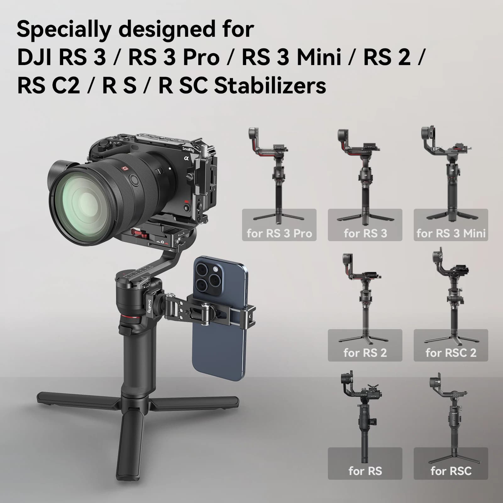 Support de téléphone SmallRig pour stabilisateurs DJI, adaptateur de montage de téléphone de réglage