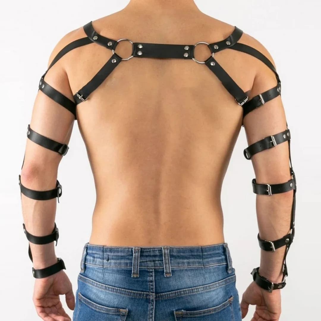 Ceinture Punk en cuir noir pour hommes, ceinture de poitrine à la mode, accessoires de discothèque P