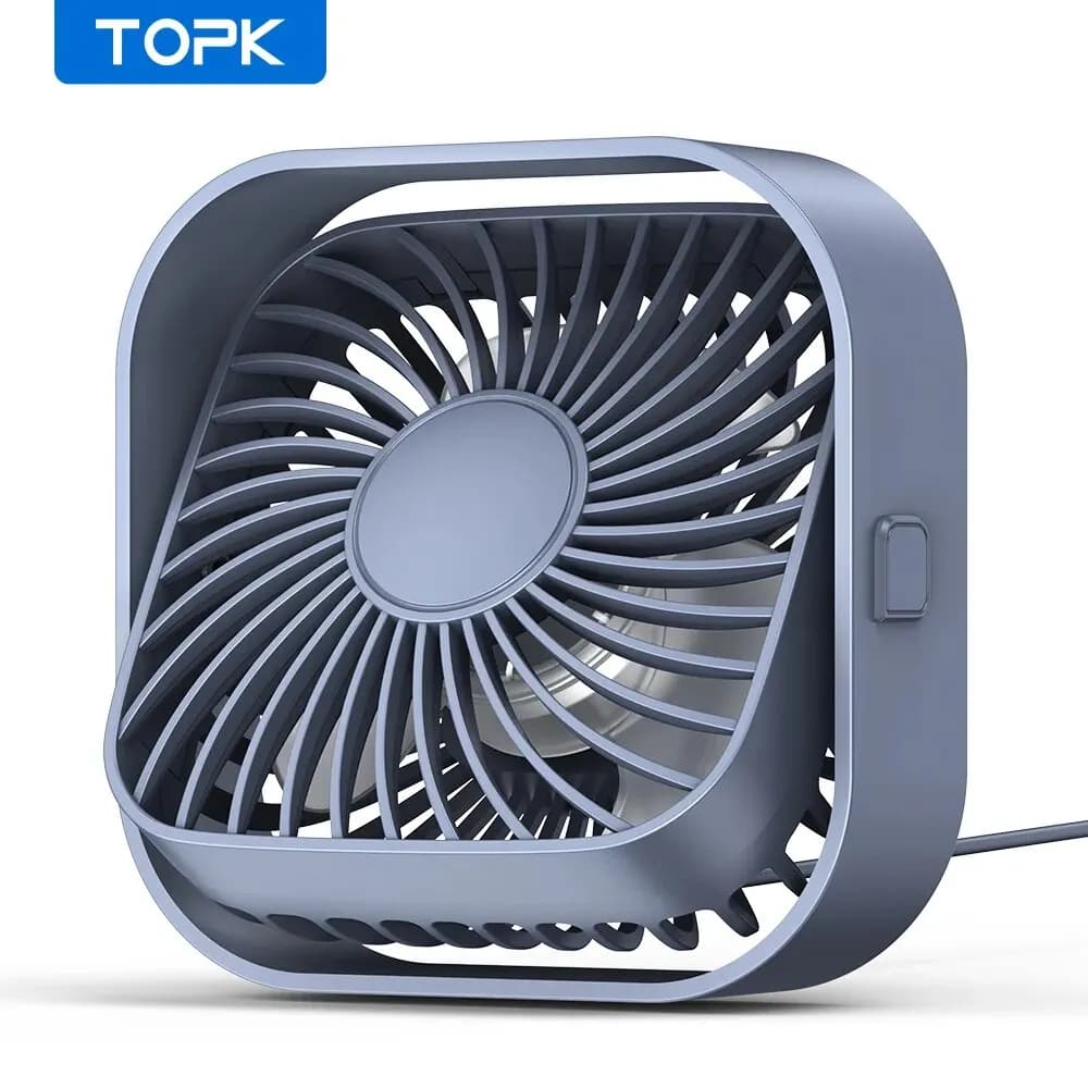 TOPK-Ventilateur de bureau USB, débit d'air de bain et fonctionnement silencieux, petit ventilateur 