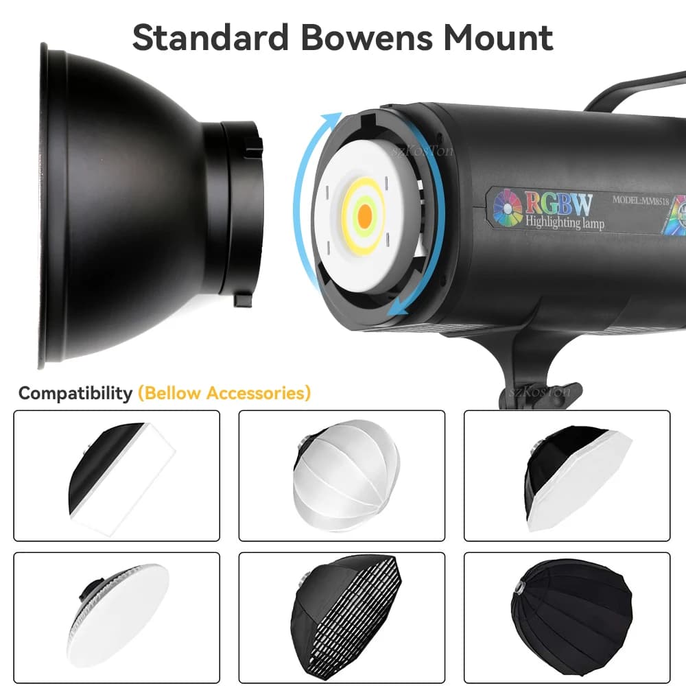 Lampe vidéo LED RVB avec télécommande, monture Bowens, éclairage de photographie extérieur, lumière 