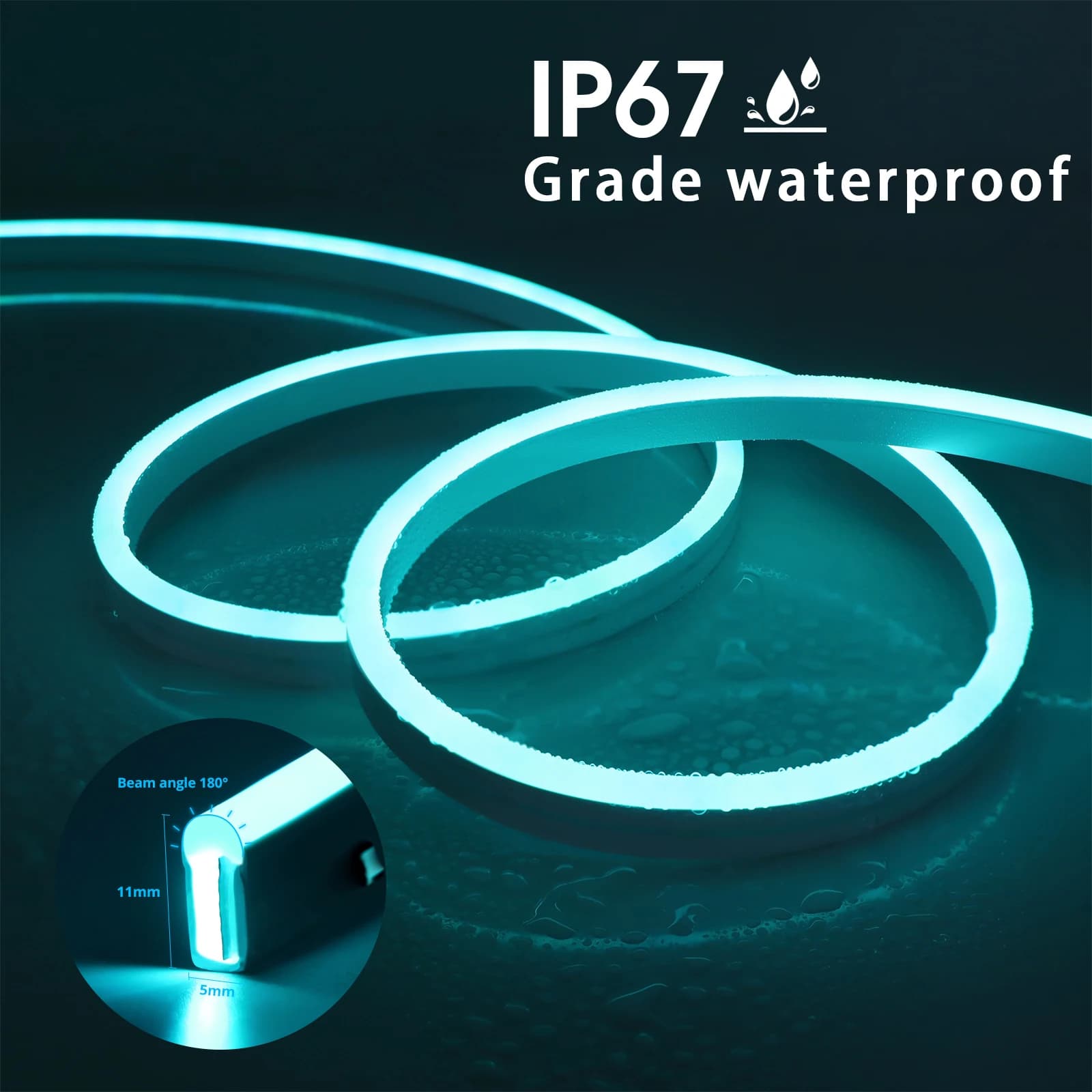 Bande Néon LED RGB USB DC5V, 1/2/3/4/5m, Étanche IP65, Application Bluetooth et Télécommande pour Éc