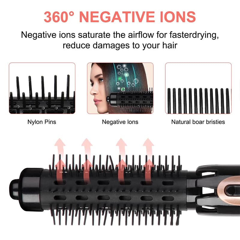 Ensemble de brosses sèche-cheveux multifonctions à air chaud, peigne boucleur, têtes de brosse inter