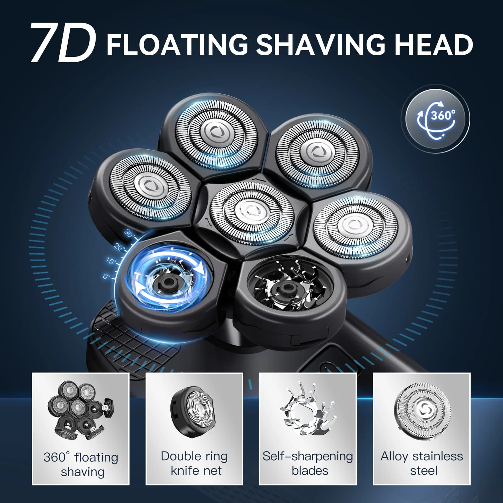 Kensen S8 rasoirs électriques pour hommes 7D coupe flottante Rechargeable IPX6 étanche tondeuse à ba