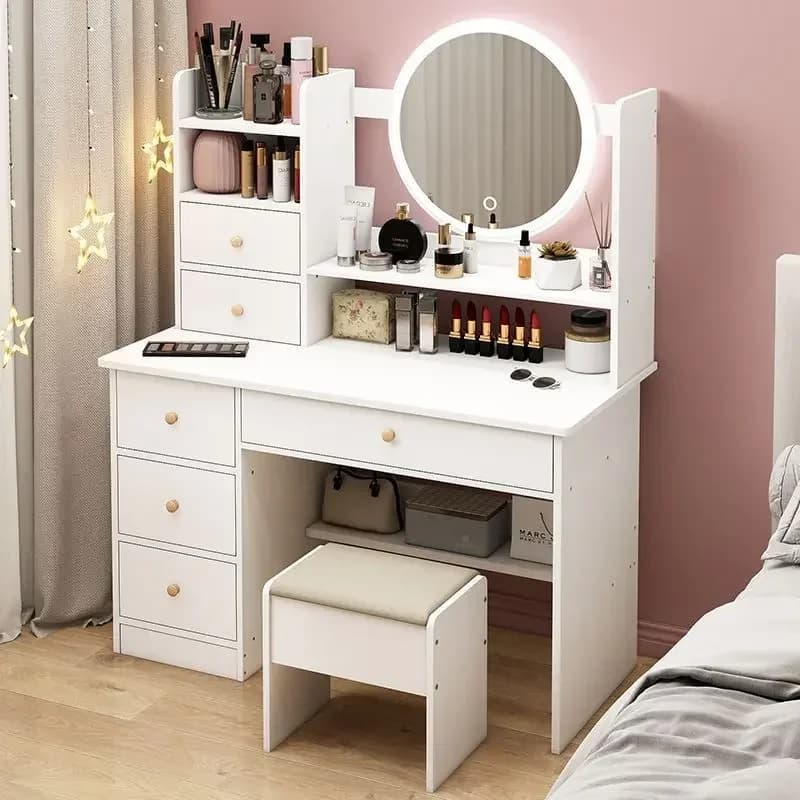 6 tiroirs maquillage vanité Table ensemble LED Coiffeuse classique maquillage Coiffeuse salon Coiffe