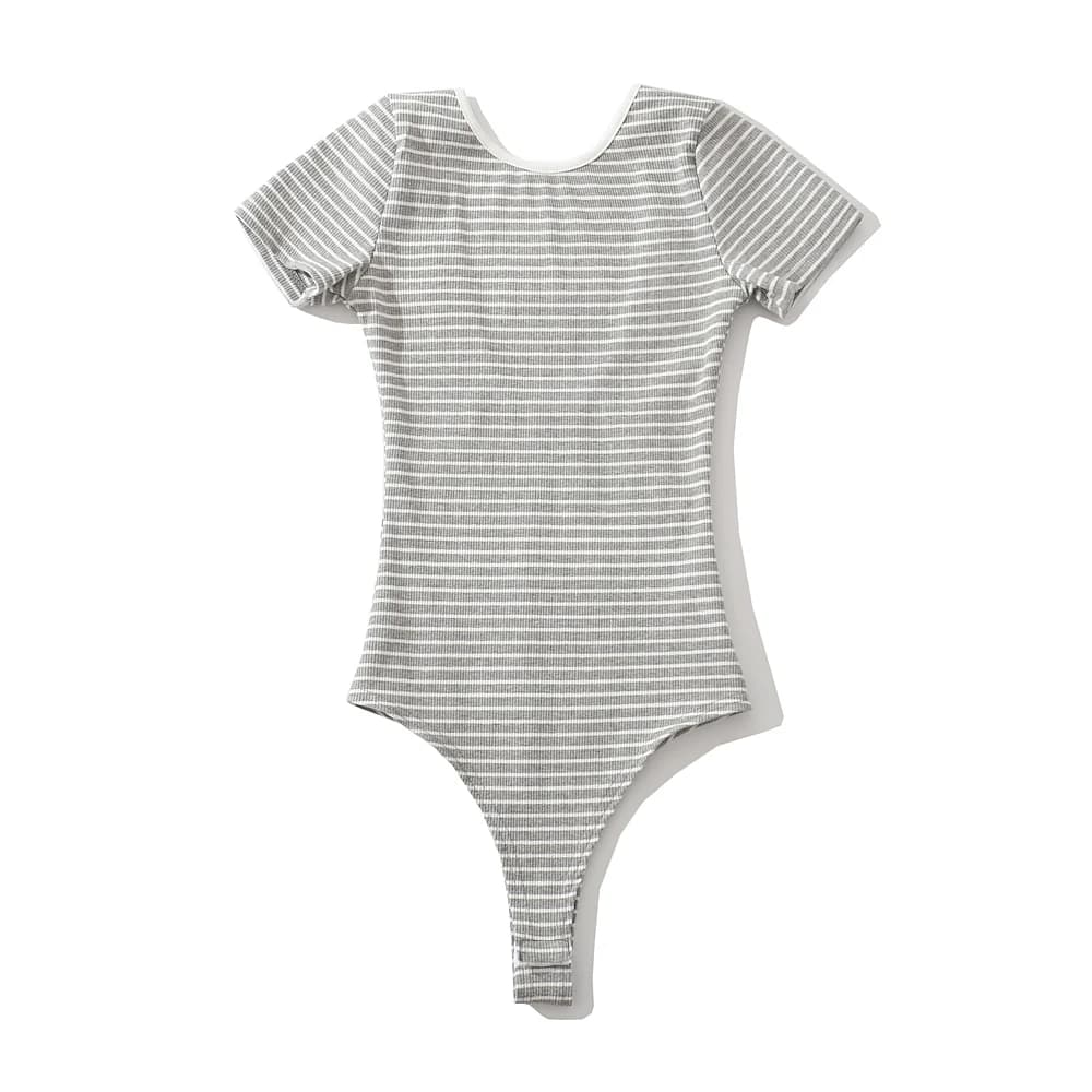Body à rayures noires et blanches pour femmes, lingerie sexy, manches courtes, mode, médicaments, mo