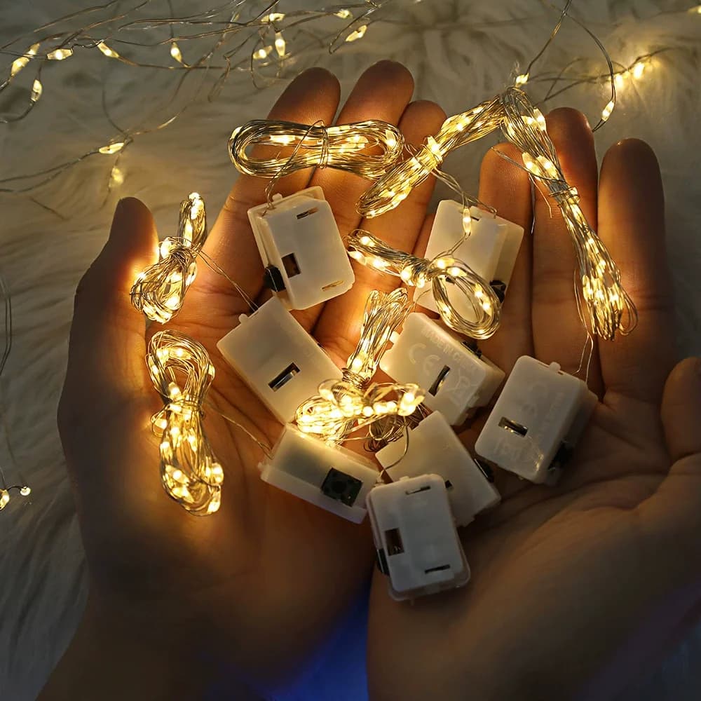 10/5 pièces guirlande lumineuse LED 3 modes alimenté par batterie guirlande lumineuse pour la maison