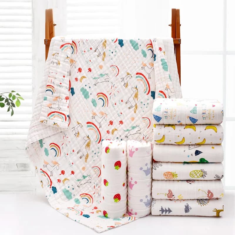 Gant de toilette en gaze à 4 couches pour bébé, serviette de bain pour nouveau-né, peignoir en coton