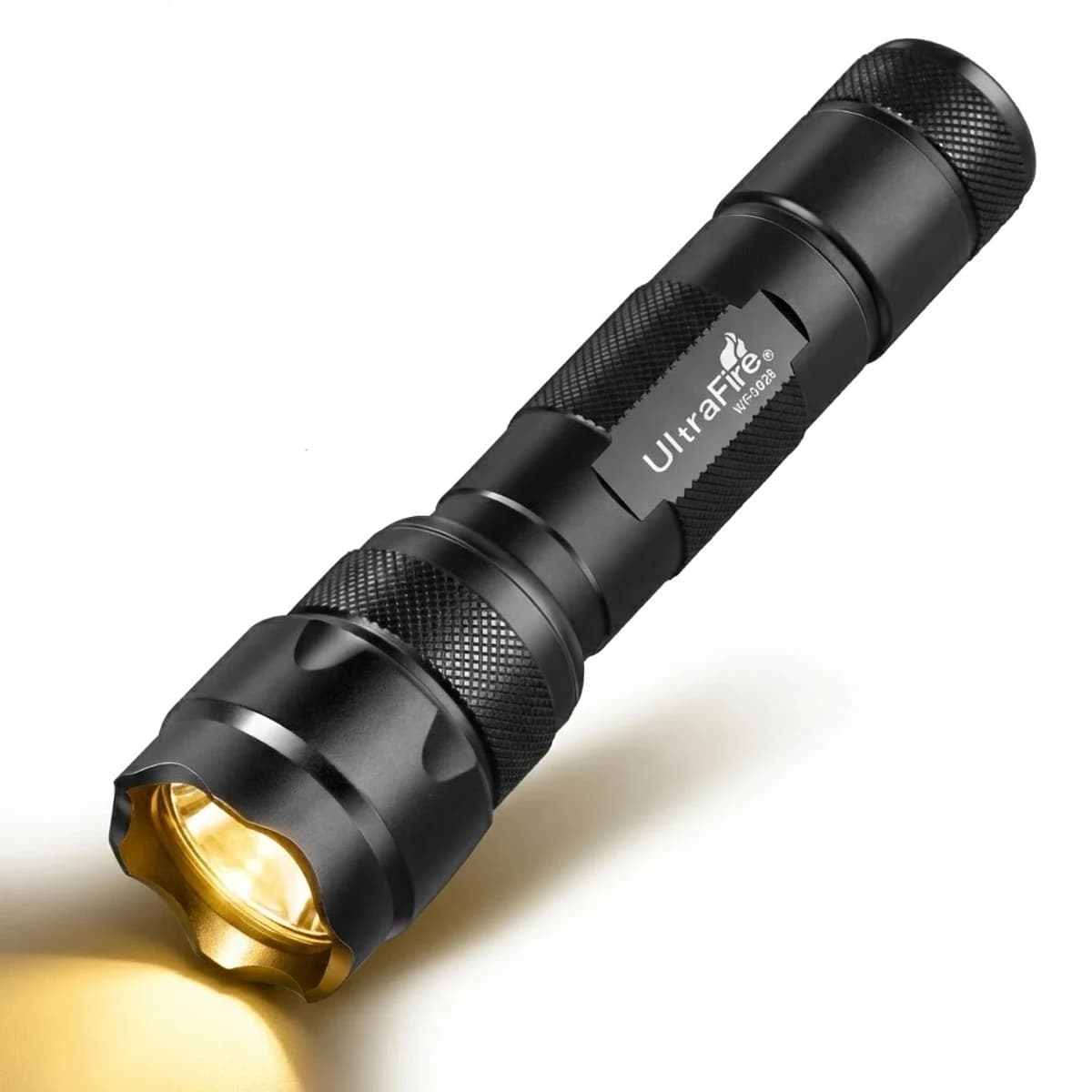UltraFire WF-502B Lampe Torche Lumière Chaude Mode Unique 4000K 800 Lumens Jaune 18650 Rechargeable 