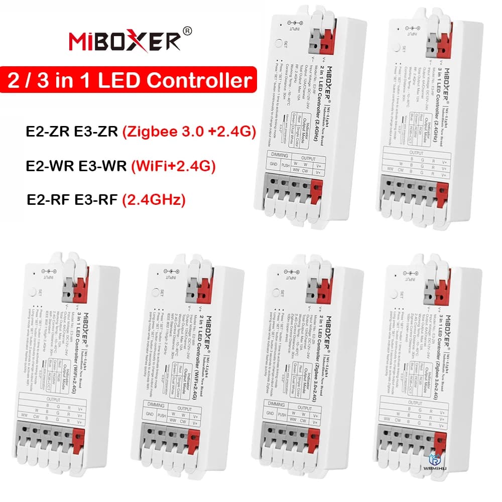 Contrôleur LED Miboxer Zigbee 3.0+2.4G sans outil, câblage instantané, E2-ZR E3-ZR RF pour couleur u