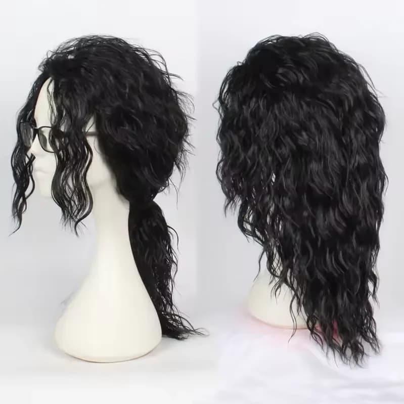 Michael Jackson Cosplay perruque ou lunettes MJ longue noir bouclés synthétique perruque chapeaux Ha
