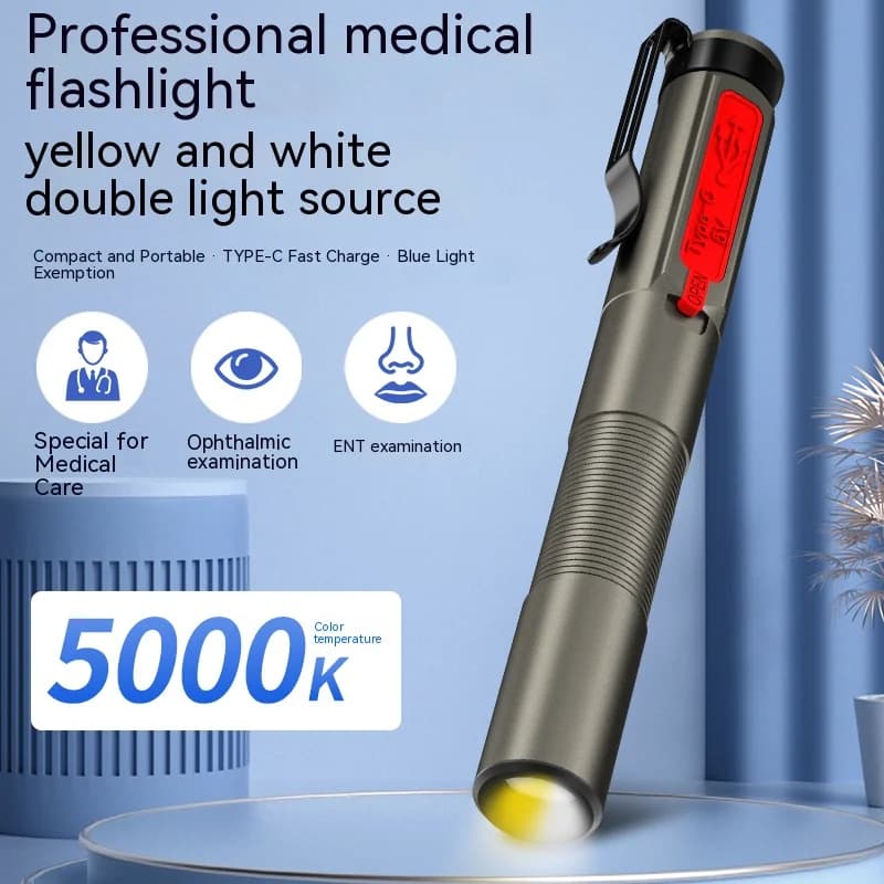 Stylo médical pratique Rechargeable, double Source de lumière, lampe de poche LED, Mini lampe de poc