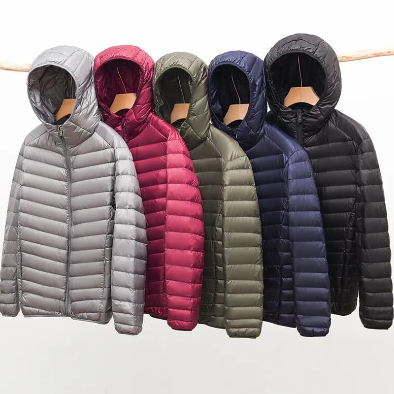 Doudoune Légère à Capuche pour Homme, Doudoune Courte, Grande Taille, Décontractée, Couleur Unie, No