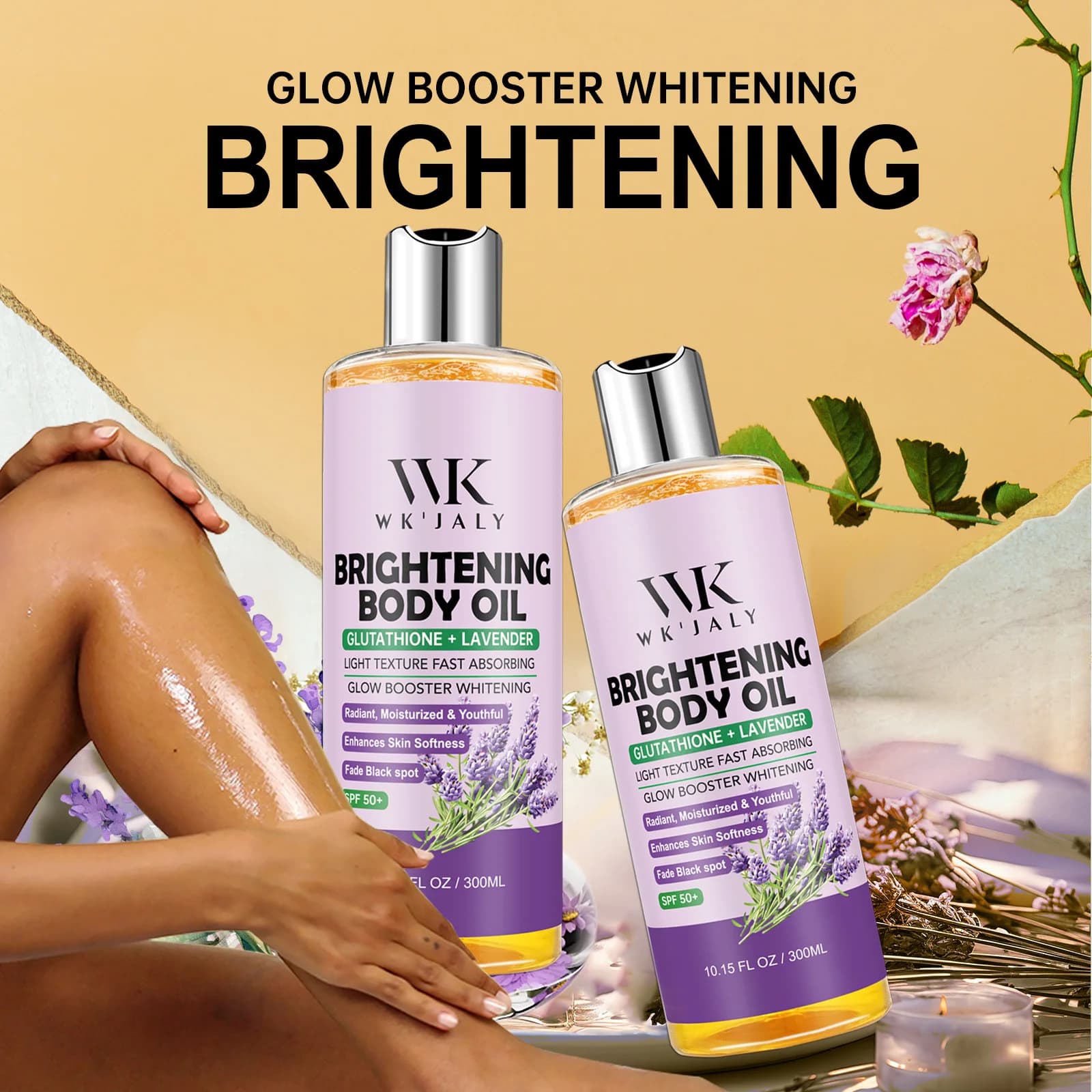 WK JALY Série d'huiles corporelles essentielles blanchissantes, peau propre, hydratante, nourrissant