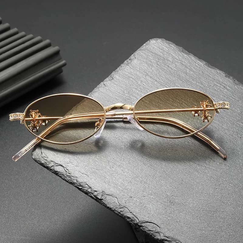 Lunettes de soleil de protection UV élégantes et haut de gamme ornées de diamants, lunettes de solei