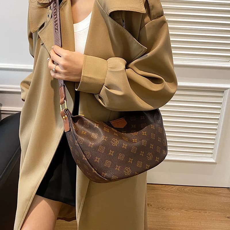 Jiaozi – sac transfrontalier rétro bloc de couleur, nouvelle mode, sac croissant de grande capacité,