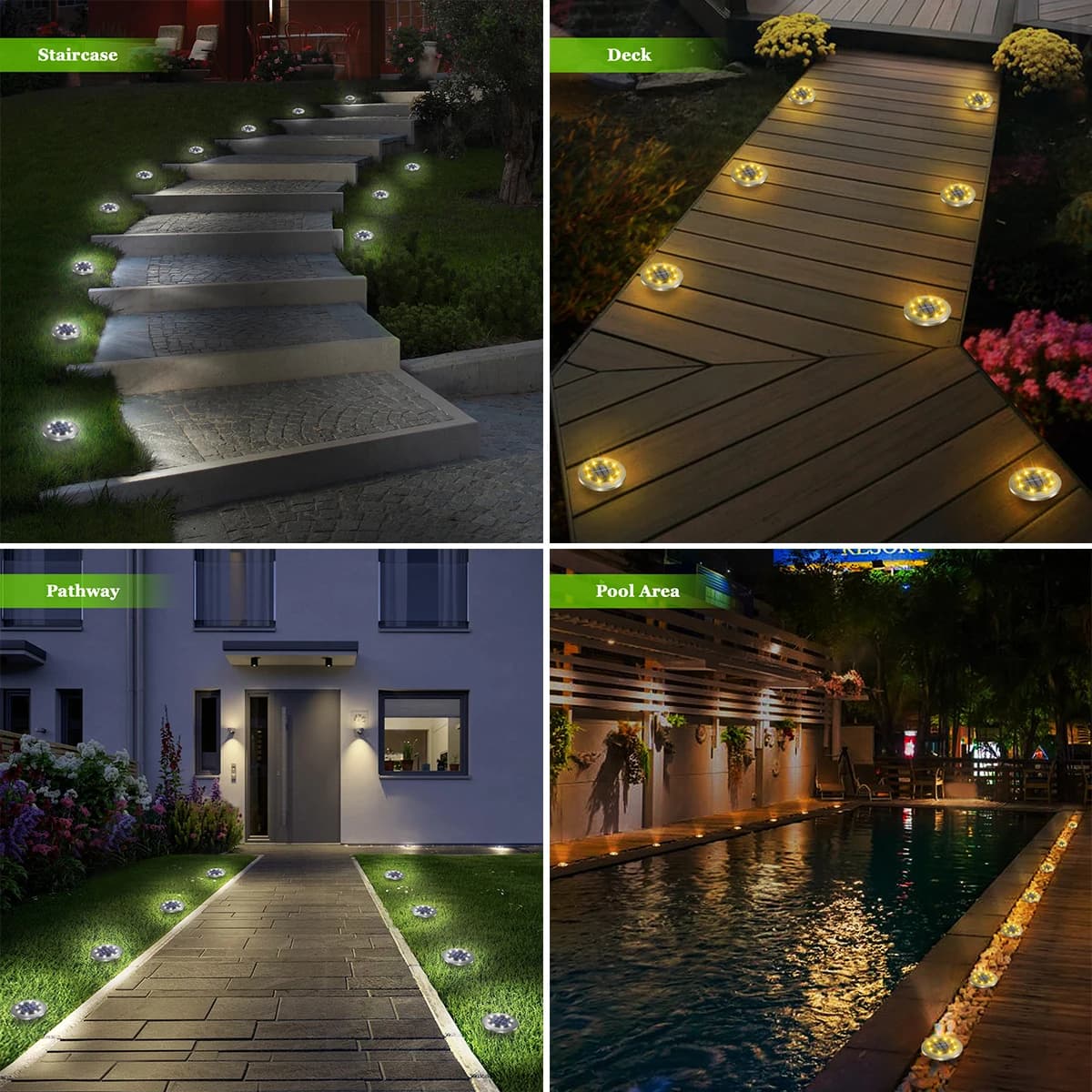 Lampes solaires au sol LED étanches, éclairage d'extérieur lumineux dans le sol, éclairage paysager 
