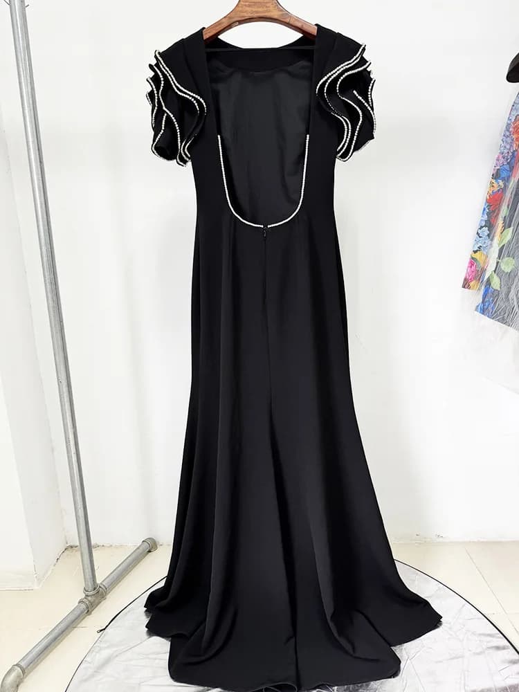 HIGH STREET Nouvelle Collection 2026 Robe Longue de Soirée Designer pour Femme, Ornée de Perles et d