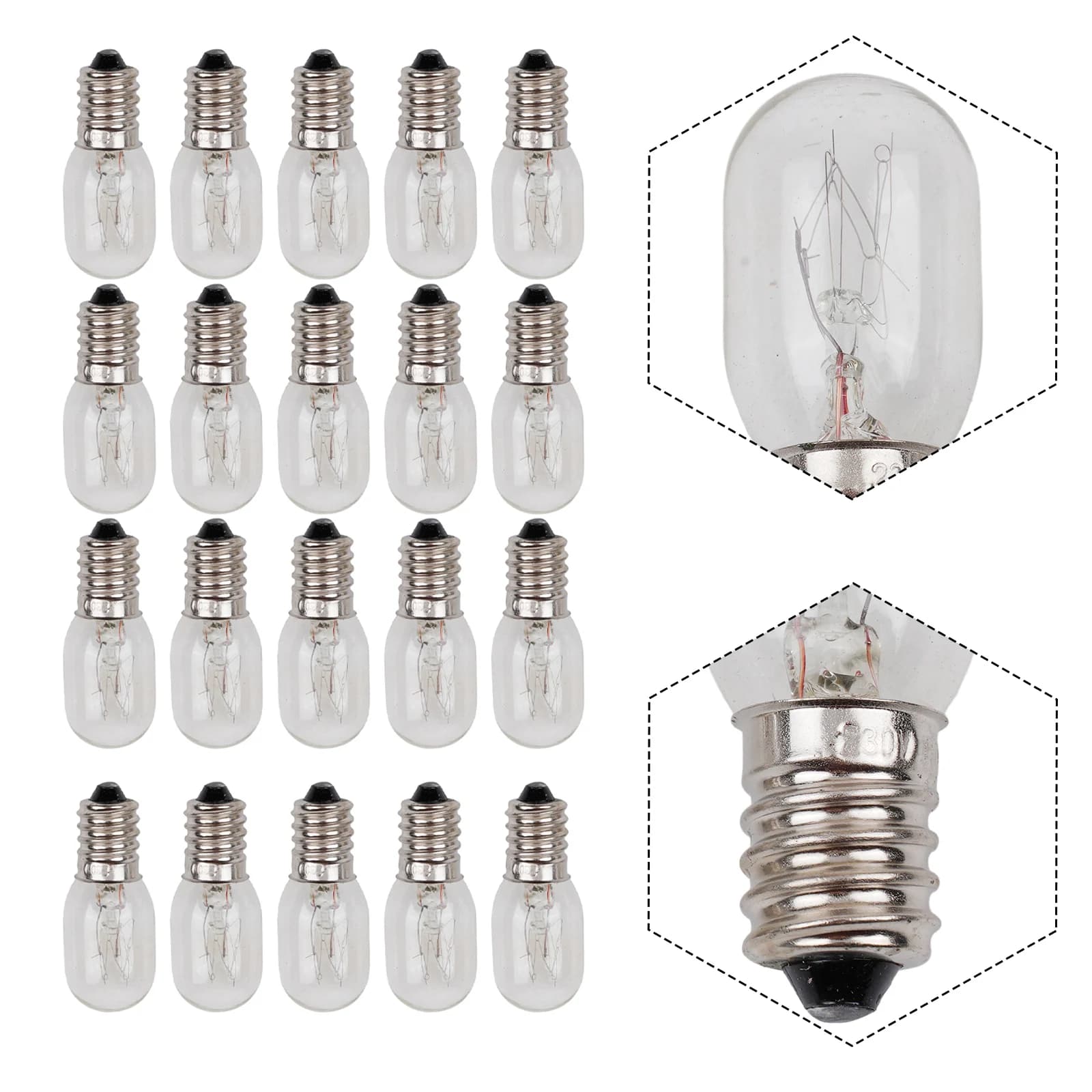 20 pièces E14 lampe à sel Globe ampoule 15W réfrigérateur ampoule de remplacement four ampoules en v