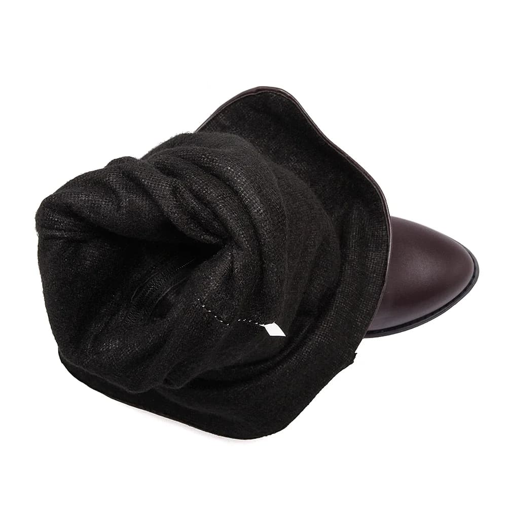 Bottes longues à bout rond pour femmes, bottes au-dessus du genou, ceinture en cuir, chaussures sexy