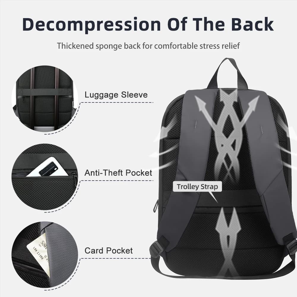 HK Business sac à dos pour hommes 17 pouces sac à dos pour ordinateur portable avec Port USB mince e