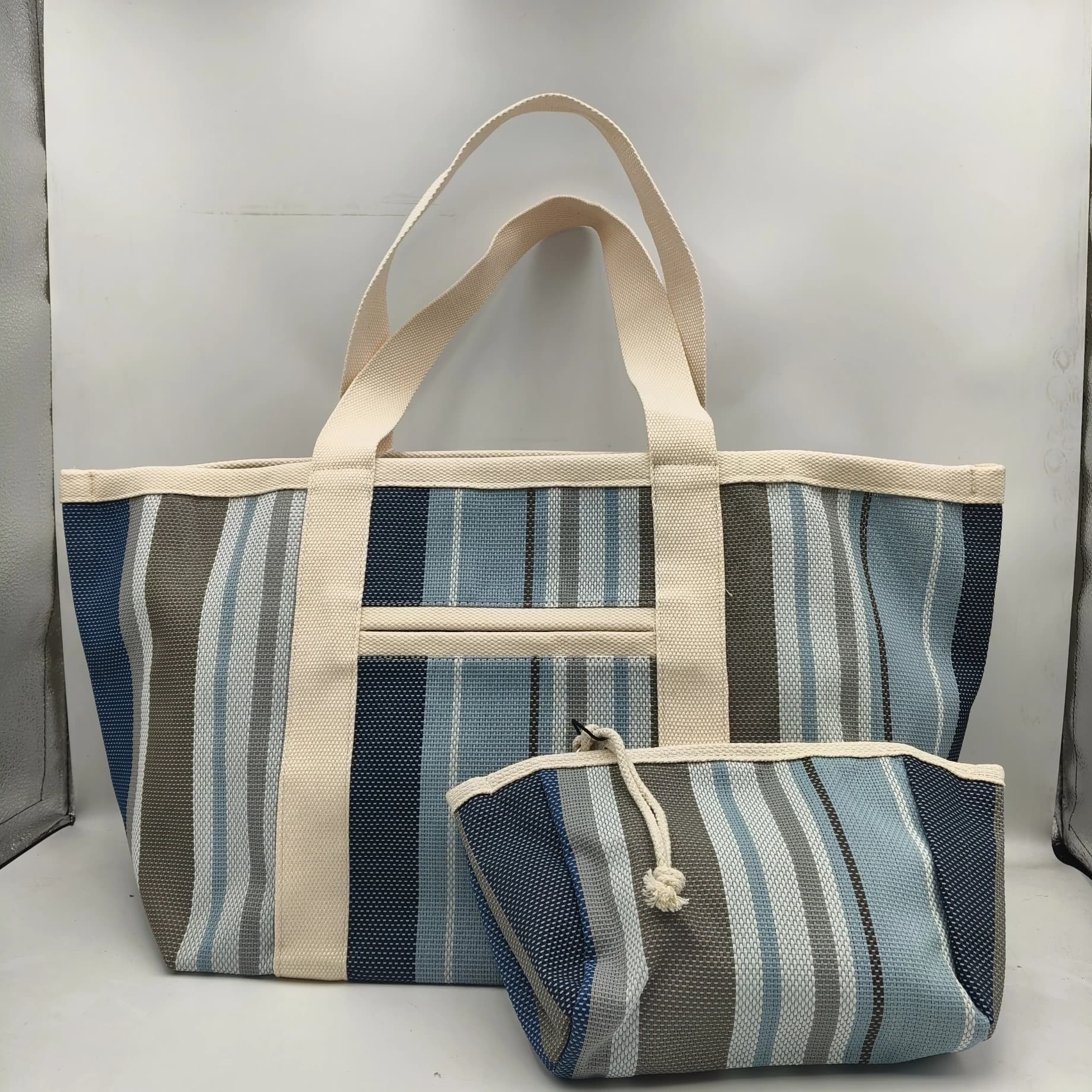 Sac à bandoulière rayé de couleur de haute qualité, grande capacité, sac de rangement, sac de shoppi