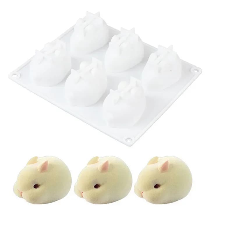 Moules à gâteaux lapin 3D en Silicone, moules de décoration de cuisson pour la cuisson de Mousse à D