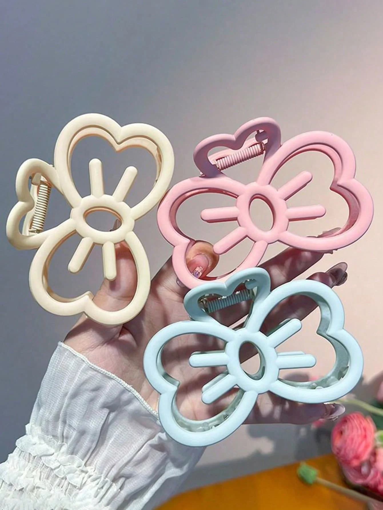 Pince à cheveux avec nœud de chat couleur bonbon, pince à griffe en plastique, pince à cheveux en fo