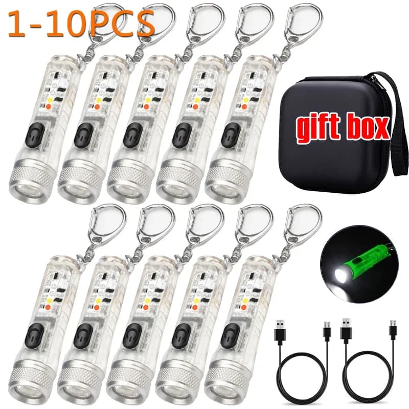 Lampe de poche fluorescente, Mini porte-clés, Rechargeable, multifonction, torche magnétique Portabl