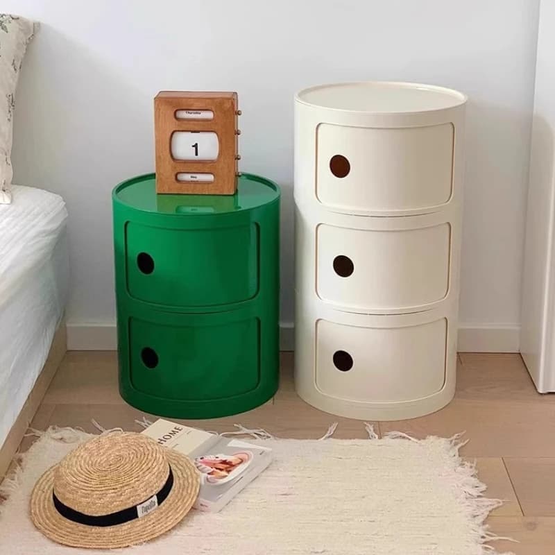 Table de chevet ronde nordique moderne, armoire de chevet en plastique nordique pour chambre à couch