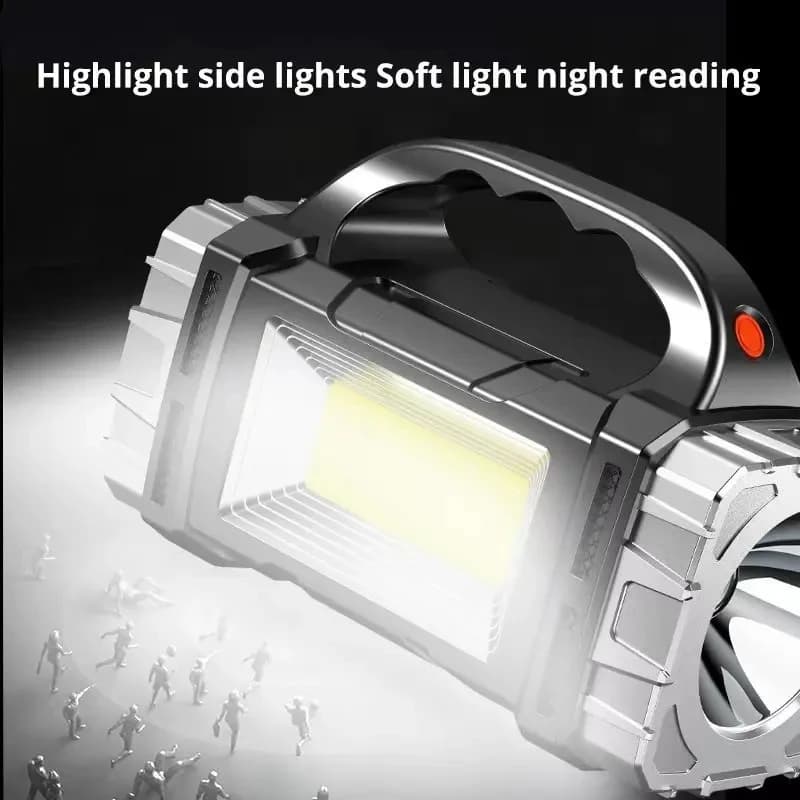 Lampe de poche LED solaire aste par USB, lampe de travail COB, charge à 4 vitesses, lampe de camping