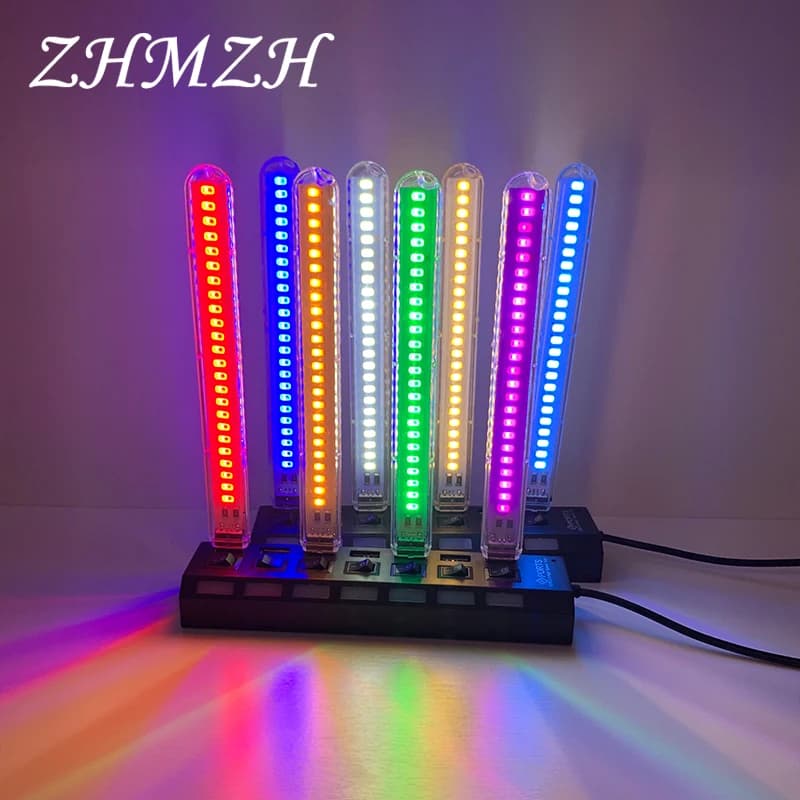 Lampe LED USB ZHMZH DC5V 24 LED, lumière d'ambiance rouge, jaune, blanc, bleu, vert, violet, rose, p