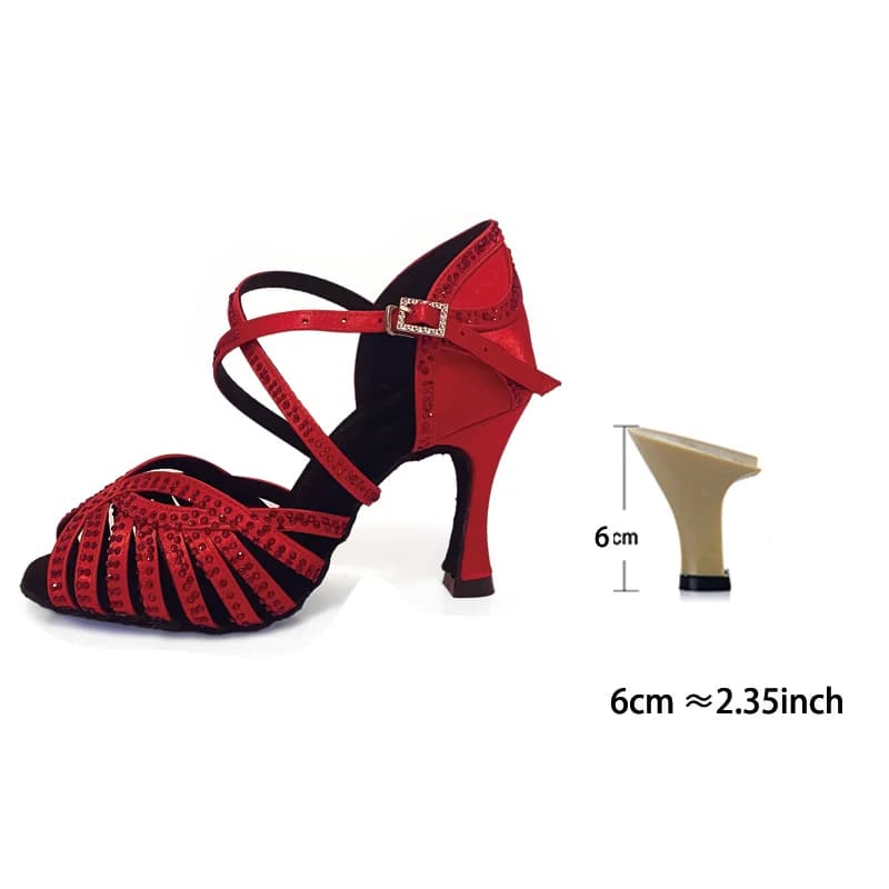 Chaussures de salle de Rhlatine pour filles, biscuits rouges, satin rouge, chaussures de fête de sal