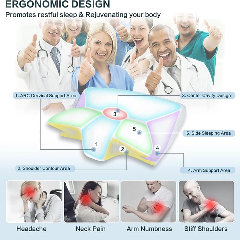 Oreiller cervical en mousse à mémoire de forme, oreiller orthopédique de Contour ergonomique 2 en 1 